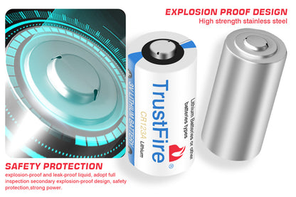10pcs TrustFire 3V CR123A Disposable Batteries