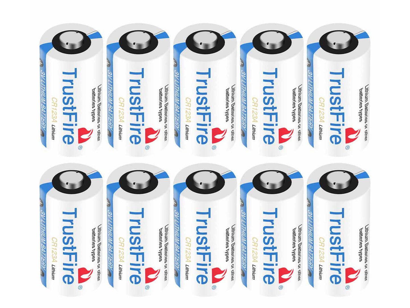 10pcs TrustFire 3V CR123A Disposable Batteries