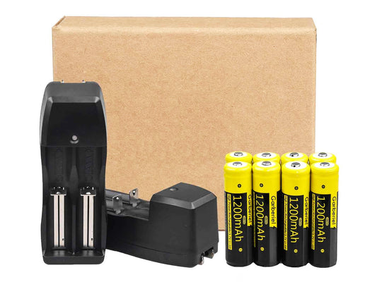 8 PCS 18650 Li-ion Batteries & 2 PCS Dual Battery Charger