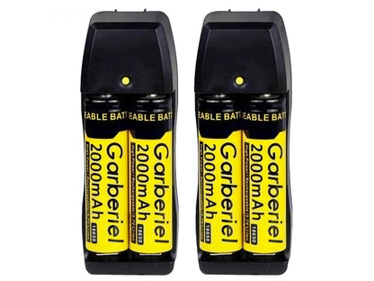 4 Pack 2000mAh Rechargeable 18650 Battery & 2 US Dual Charger