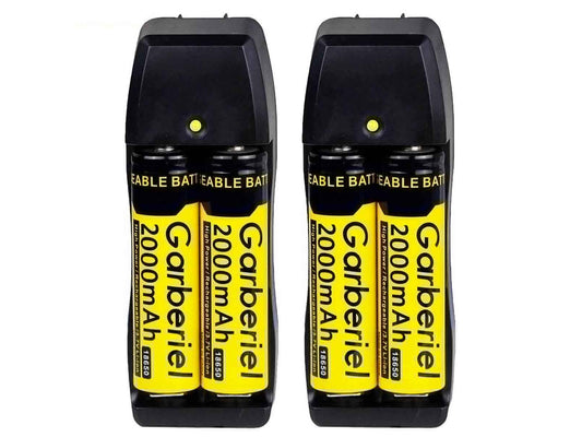 4 Pack 2000mAh Rechargeable 18650 Battery & 2 US Dual Charger