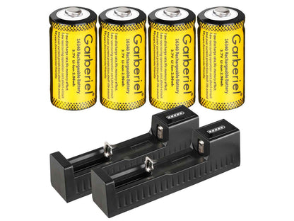 2 Pc Smart Charger with 4 Pc 16340 Rechargeable Battery